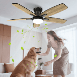 Airwit 106 cm Deckenventilator mit Beleuchtung und Fernbedienung, Deckenventilator mit Licht, leiser 20 dB DC-Motor, dimmbare 18W LED, Timer, doppelseitige Flügel, für Schlafzimmer Wohnzimmer Schwarz/Dunkelholz-decke Angebot bei HelloDeals