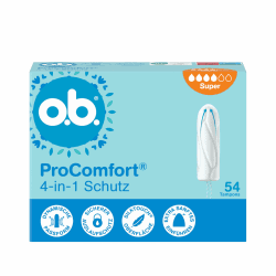 o.b. ProComfort super 4-in-1 Schutz Tampons ( 1 x 54 Stk)Mit Extra Sanfter Spitze für Einfaches Einführen und Bis Zu 100% Auslaufschutz Ideal Für Sport und Alltag Angebot bei HelloDeals