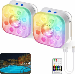 HL Poolbeleuchtung Unterwasser Licht mit Fernbedienung,RGB Pool Lichter Schwimmend, Pool Magnetic Beleuchtung für Schwimmbad,Teichbeleuchtung, Brunnen, Teich, Aquarium, Party Deko,2 Stück Angebot bei HelloDeals