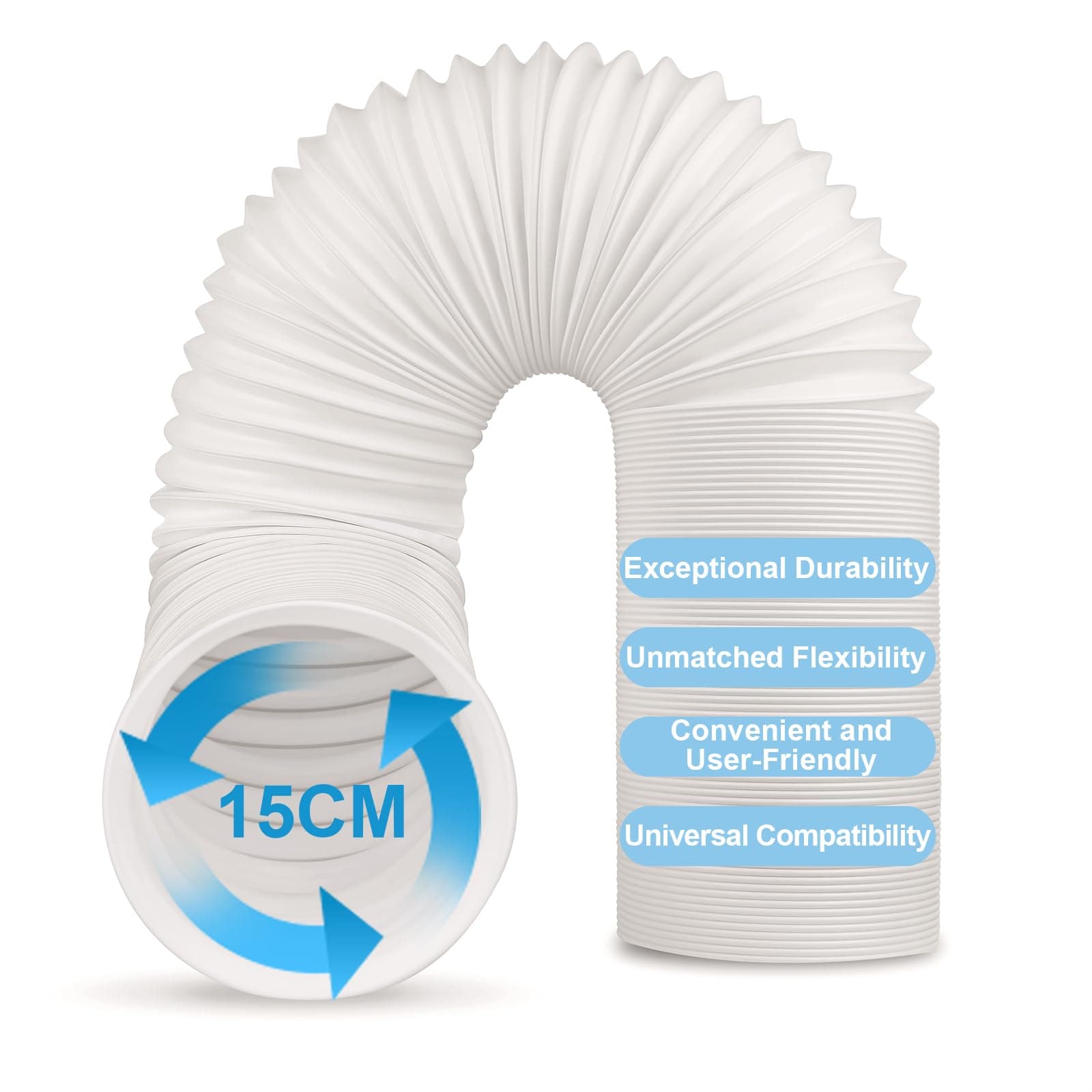 Abluftschlauch 150mm/130 mm, PVC Flexibel Abluftschlauch Klimagerat,Klimaanlage Schlauch HitzebestäNdiger Einziehbarer für Klimagerat Abzugshaube Trockner (150 mm Durchmesser /3 Meter Länge) Außendurchmesser 150mm/Länge 3M Weiß Angebot bei HelloDeals