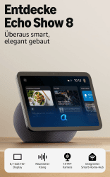 Amazon Echo Show 8 (neueste Generation), brillantes 8,7-Zoll-Display in HD-Auflösung mit raumfüllendem und 3D-Audio, Graphit, mit Alexa+ Early Access 8 Zoll Graphit Angebot bei HelloDeals