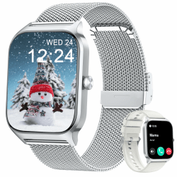 KALINCO Smartwatch Herren Damen, Blutdruckuhr mit Bluetooth-Telefonie, AI Fitness Tracker mit Herzfrequenz SpO2 Stress, 100+ Sportmodi Fitnessuhr,Weltuhr, Schlafanalyse, Geschenkideen für iOS Android Milano Silber + Weiß Angebot bei HelloDeals