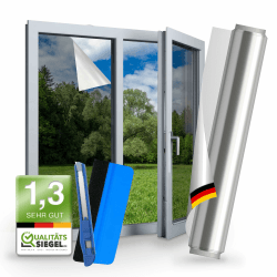 WindowShield® – UV Sonnenschutzfolie für Fenster Innen & Außen – Blickdichte Fensterfolie als Sonnenschutz Folie – Selbstklebende Hitzeschutzfolie für Fenster Außen & Innen für Sommer – 30 x 200 cm Silber 30 x 200 cm Angebot bei HelloDeals