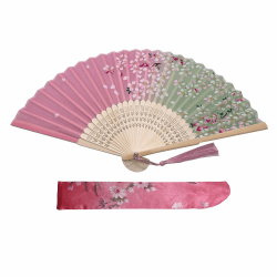 Kibon Faltbare Fächer, Handfächer, Bambusfächer mit Quaste für Geburtstagsgeschenke, Tanzen, Cosplay, Hochzeit, Party, Requisiten-Dekoration Gepudert Angebot bei HelloDeals