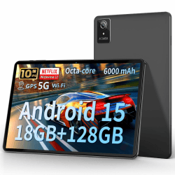 Tablet 25,4 cm, 2025 Android 15 neueste Tablets, 18 GB + 128 GB, 1 TB erweiterbar, Widevine L1 kompatibles Octa-Core-Tablet mit WiFi 6, 6000 mAh Akku, Dual-Kamera (5 MP + 8 MP) Angebot bei HelloDeals
