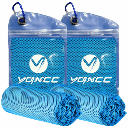 YQXCC Kühlendes Handtuch - 2 Stück, 120 x 30 cm, Eishandtuch aus Mikrofaser für sofortige Kühlung, perfekt für Yoga, Strand, Golf, Reisen, Fitnessstudio, Sport, Schwimmen, Camping 2 Hellblau Angebot bei HelloDeals