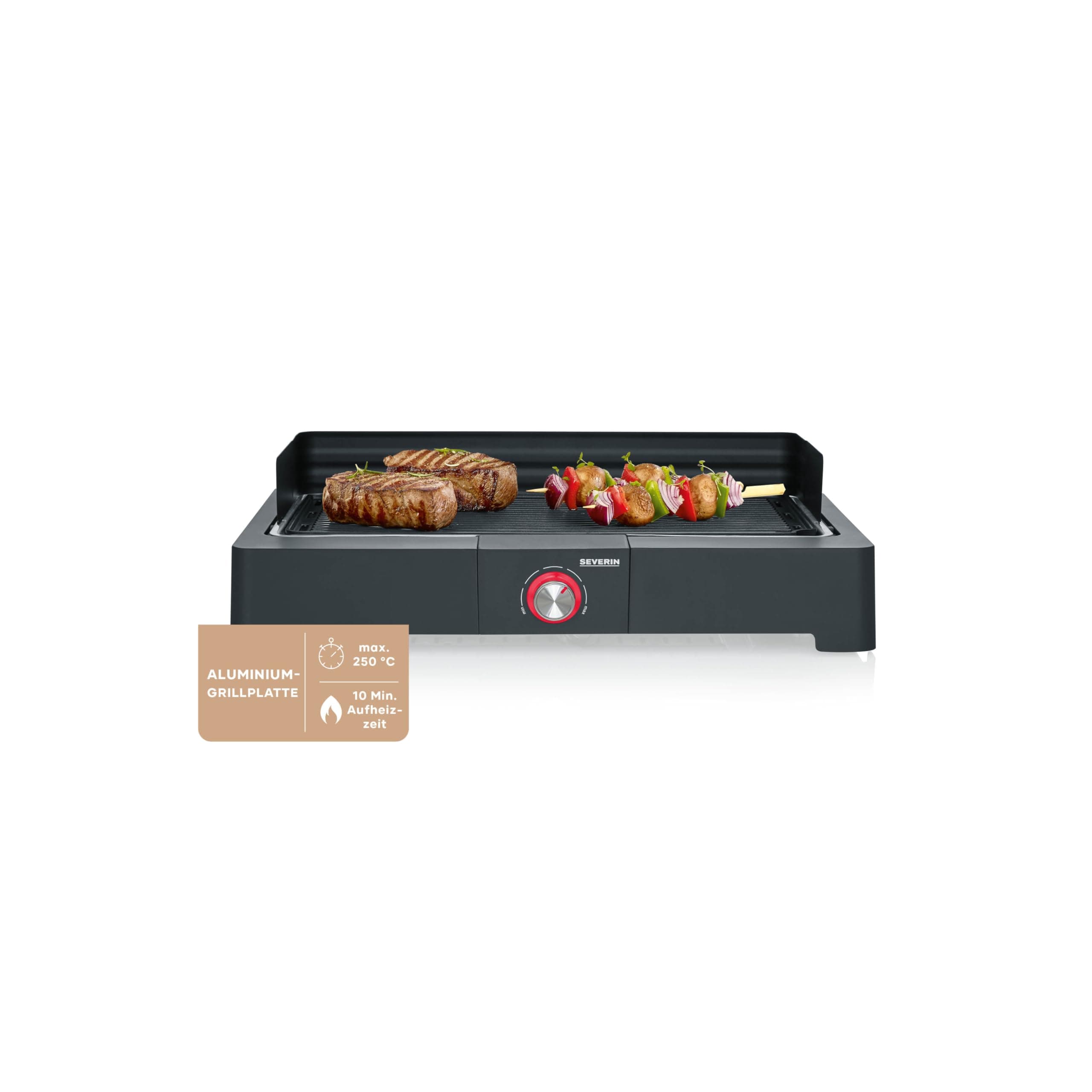 SEVERIN Tischgrill mit Aluminium-Grillplatte für drinnen und draußen, Elektrogrill mit schnellem Grill-Start, Balkon Grill ohne Verbrennungsgefahr, Schwarz, PG 8567 Angebot bei HelloDeals