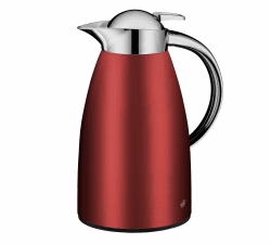 alfi SIGNO 1.0l, satin rot, Edelstahl-Isolierkanne mit hygienischem Hartglaseinsatz, Drehverschluss mit bequemer Drucktaste, ergonomischer Griff, mit einer Hand, ideal als Kaffeekanne, Teekanne Satin Red Angebot bei HelloDeals