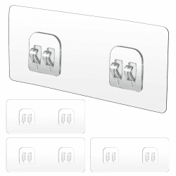WY LIGHTING LEVEL 4 Stück Dusch Caddy Klebe Ersatz Stark Klebende Aufkleber Haken für Eck Dusch Caddy Badezimmer Regal Korb Seifenschale Hängehaken Küchenzubehör Ohne Bohren 4 Stück Doppelhaken Angebot bei HelloDeals