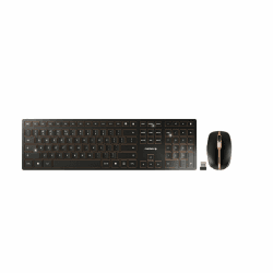 CHERRY DW 9000 Slim, Kabelloses Tastatur- und Maus-Set, EU-Layout (QWERTY), Bluetooth & 2,4 GHz Funk, Leise Tasten, Wiederaufladbar, Schwarz-Bronze Angebot bei HelloDeals
