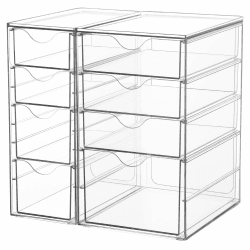 Vtopmart Schreibtisch Organizer mit 8 Schubladen, Büro Organizer, Transparente Desk Organizer für Büro, Kunsthandwerk, Makeup, Stifte 8er-Set - Kombination Angebot bei HelloDeals