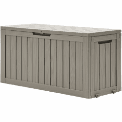 DWVO 270L Aufbewahrungsbox aus Resin mit Rollen, Wasserdichte Gartenbox für Terrassenkissen, Sportgeräte & Gartengeräte, Abschließbar, Hellbraun Hellbraun-0241 270L Angebot bei HelloDeals