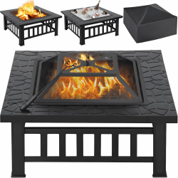 Yaheetech Feuerschale mit Funkenschutz, 3 in 1 Feuerstelle Feuerkorb mit Schürhaken, Fire Pit Feuerschalen für den Garten/Heizung/Terrasse/Camping, Schwarz 80,5 × 80,5 × 49,5 cm Angebot bei HelloDeals