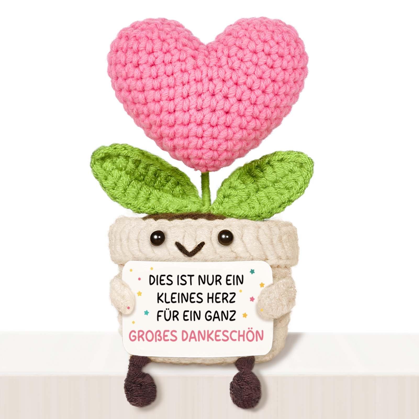 Dankeschön Geschenke - Kreative Strickwolle Herzblume mit Energiekarte, Kleines Danke Geschenk, Danke Geschenk für Frauen, Männer, Mädchen, Jungen, Freundin, Freunde Angebot bei HelloDeals