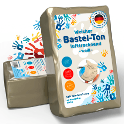 Selbsttrocknender Ton weiß – Bastelton lufthärtend – extra stabil mit Bindemittel – für Kinder & Einsteiger (1 Kilo) Angebot bei HelloDeals
