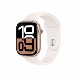 Apple Watch Series 10 (GPS, 46 MM) - Aluminiumgehäuse in Roségold und Sportarmband in Blassrosa, S/M (Generalüberholt) Angebot bei HelloDeals