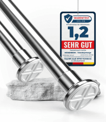 MEISENBERG Teleskopstange Vorhang - Silber, Ø 25 mm - Gardinenstange ohne Bohren - Duschstange zum Klemmen - Spannstange für Vorhänge, Dusche, Türöffnungen und Kleiderschrank (70-120cm) 70-120 cm Edelstahl Silber Angebot bei HelloDeals