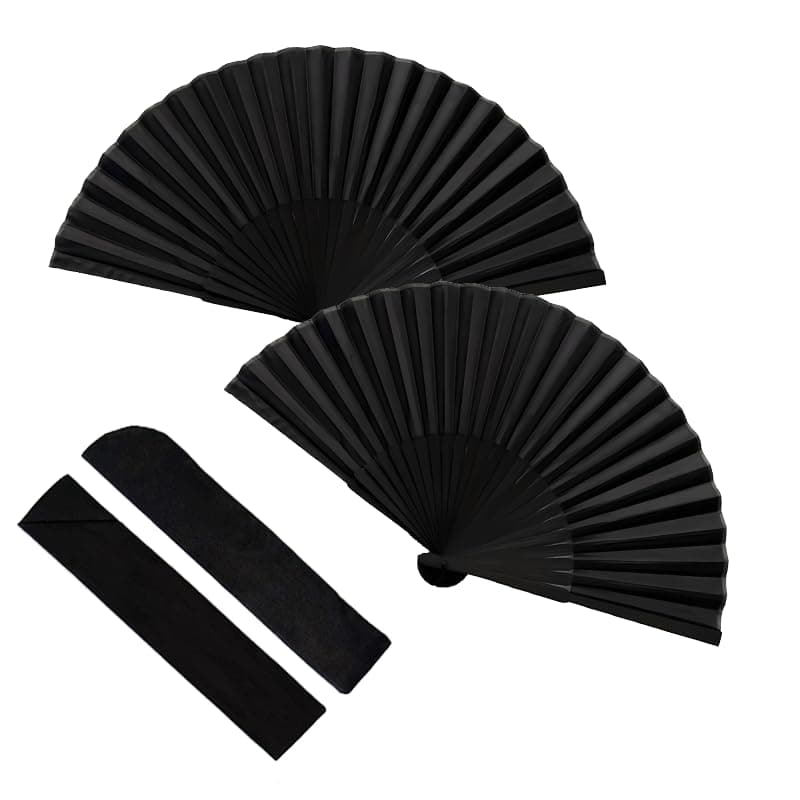 2 Stück Handfächer Schwarz Faltfächer Faltbarer Handfächer Schwarz Taschenfächer Hand-Faltfächer Chinesischer Fächer for Sommer Party tanzende Hochzeits Haus Dekorationen Angebot bei HelloDeals