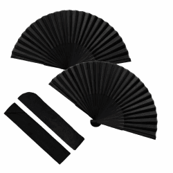 2 Stück Handfächer Schwarz Faltfächer Faltbarer Handfächer Schwarz Taschenfächer Hand-Faltfächer Chinesischer Fächer for Sommer Party tanzende Hochzeits Haus Dekorationen Angebot bei HelloDeals