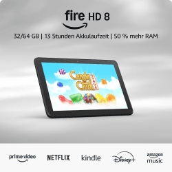 Amazon Fire HD 8-Tablet (Neueste Generation), 8-Zoll-HD-Bildschirm, 3 GB RAM, 32 GB Speicher, für Unterhaltung unterwegs, schwarz (2024) – mit Werbung Fire HD 8 32.0 GB mit Werbung schwarz Angebot bei HelloDeals