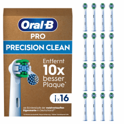 Oral-B Pro Aufsteckbürsten Precision Clean, Weiß, 16 Stück - Original Zahnbürstenaufsatz für Elektrische Zahnbürste, Zahnreinigung, Zahnbürstenköpfe mit X-Borsten, Briefkastenfähige Verpackung Neu Angebot bei HelloDeals