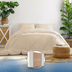 Samthus Bettwäsche 135x200 Baumwolle Satin - Oeko-Tex Made In Green - Himmlisch weicher Schlaf - Bettwäsche-Set mit 1x Bettbezug 135x200 + 1x Kissenbezug 80x80 - Duvet Cover - Beige 135 x 200 cm Beige Angebot bei HelloDeals