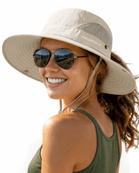 FURTALK Damen Sonnenhut mit Zopföffnung breiter Rand UPF 80 Faltbarer Outdoor Wander und Strandhut Beige Einheitsgröße Angebot bei HelloDeals