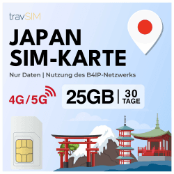 travSIM SIM Karte Japan | 30 Tage - 25GB Daten SIM | 5G/4G Hochgeschwindigkeitsdaten | Japan SIM Karte, für unbegrenzten Internetzugang für Google, Facebook, Whatsapp, Instagram und mehr SIM 30 Days - 25GB Angebot bei HelloDeals