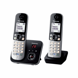 Panasonic KX-TG6822GB DECT Schnurlostelefon mit Anrufbeantworter (strahlungsarm, Eco-Modus, Gap Telefon, Festnetz, Anrufsperre, Duo) schwarz 2 Telefone mit Anrufbeantworter Schwarz Angebot bei HelloDeals