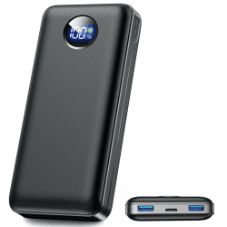 Powerbank 26800mAh, 22.5W Schnellladefunktion Externer Akku mit 3 Ausgänge (USB-C 20W PD 3.0 & QC 3.0 USB-A), Flugzeugzulassung Kompaktes Ladegerät für iPhone 17 16 15, Samsung, iPad,Carbon Ebenholzschwarz power bank Angebot bei HelloDeals