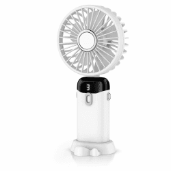 CSL - Handventilator - Mini Hand Ventilator tragbar mit Akku – 5 Geschwindigkeiten - aufladbar per USB C – neigbarer Ventilatorkopf – Standfuß – Display B: Weiß Angebot bei HelloDeals