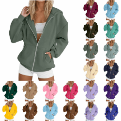Sweatjacke Damen Mit Kapuze - Kapuzenjacke Mit Reißverschluss - Zip Hoodie Oversize - Mit Kordelzug - Sweatjacke Streetwear Langarm - Kuscheljacke Jacke Einfarbig - Casual Y2K 00 Light Green L Angebot bei HelloDeals