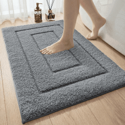 DEXI Badematte rutschfeste, weicher Mikrofaser Badezimmerteppich, saugfähiger Badteppich, maschinenwaschbar Badvorleger für Dusche, Badewanne und Toilette, Grau, 40 x 60 cm 40 x 60 cm (Rechteckig) Grau Angebot bei HelloDeals