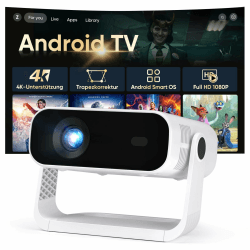 2026 Neuer Smart Mini Beamer Integrierte APP, Android 14, Unterstützt 1080P und 4K-Dekodierung, Automatische Trapezkorrektur, WiFi6 & BT5.2 ，Beamer 4K Heimkino für Handy/HDMI/PC Mini Schwarz Angebot bei HelloDeals