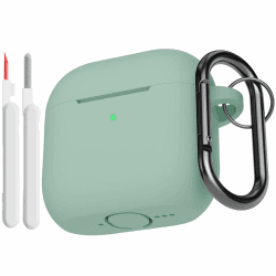 Silikon Hülle Schutzhülle Kompatibel mit AirPods 4. Generation mit Reinigungsset, Stoßfeste Weiche Dünne Schutzhülle Case für Airpods 4 2024 mit Cleaner Kit & Karabiner, Cloud Grey für AirPods 4 Case A Cloud Grey Angebot bei HelloDeals