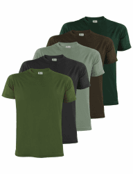 ALPIDEX Herren T-Shirts 5er Set Rundhals 100% Baumwolle Einfarbig Shirts Basic Shirt Kurzarm S M L XL XXL 3XL 4XL 5XL L Forest Angebot bei HelloDeals