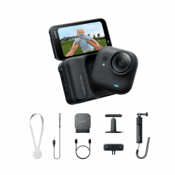 Insta360 GO Ultra Creator-Bundle Nachtschwarz - freihändige 4K Mini-Cam, leicht & mobil, top bei wenig Licht, überall anbringbar, FlowState-Stabilisierung, 200 Min Akku, 10 m wasserdicht, Lauf-Cam Nachtschwarz Creator Bundle - keine microSD-Karte Angebot bei HelloDeals
