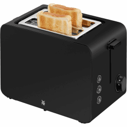 WMF Stelio Toaster 2 Scheiben Edelstahl, Doppelschlitz Toaster mit Brötchenaufsatz, Bagel-Funktion, 7 Bräunungsstufen, 900 W, edelstahl matt schwarz Angebot bei HelloDeals