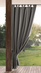 Eurofirany Garden Outdoor Vorhang mit Klett-Schlaufen, 1 Stück, Blickdicht & Wetterfest, UV-Schutz, für Balkon Terrasse Pergola Pavillon, H200 x B155 cm, Dunkelgrau Klett-Schlaufen H200 x B155 cm (1er Pack) Dunkelgrau Angebot bei HelloDeals