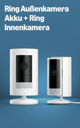 Ring Akku-Außenkamera (Stick Up Cam) mit Ring Innenkamera Weiß mit Innenkamera 2. Gen 1 Kamera Angebot bei HelloDeals