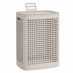 SONGMICS Wäschekorb mit Deckel, Wäschesammler Plastik, 75 L, Wäschetonne schmal, Wäschebox platzsparend, für Badezimmer, Waschküche, Schlafzimmer, cappuccinobeige RLH021L101 75 L Cappuccinobeige Angebot bei HelloDeals