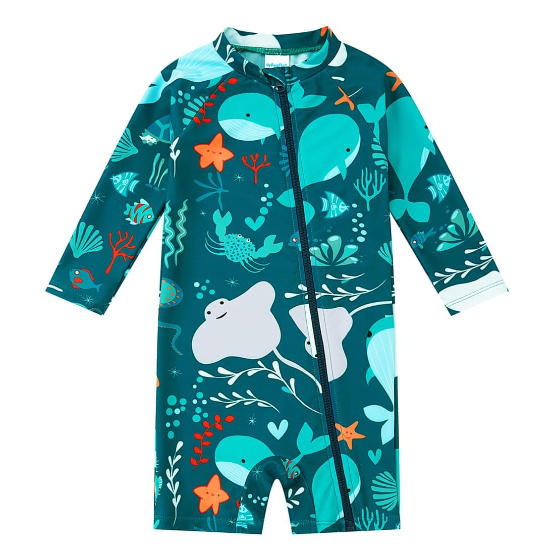 upandfast Baby Badeanzug mit Schrägem Reißverschluss UPF 50+ Badebekleidung für Baby Junge/Mädchen Grün Walfisch 6-9 Monate Angebot bei HelloDeals
