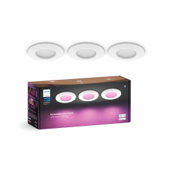Philips Hue Smart Slim Einbauleuchte 3er Pack, 90 mm, Weiß & Farbiges Licht, Bluetooth kompatibel, Sprachsteuerung mit Alexa, Apple Home & Google Assistant, weiß 90mm Minimalistisch Weiß Angebot bei HelloDeals