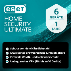 ESET HOME Security Ultimate 2026 | 6 Geräte | 1 Jahr | inklusive Firewall, Datenverschlüsselung, Ransomware-Behebung und VPN | Windows, macOS, Android und iOS Apps | Aktivierungscode per E-Mail 6 Geräte Ultimate 1 Jahr Angebot bei HelloDeals
