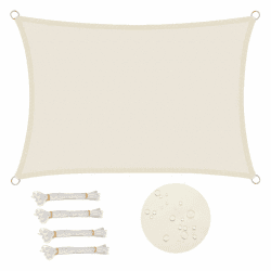 WOLTU Sonnensegel Rechteck 3x5m Creme wasserabweisend Sonnenschutz Polyester Windschutz mit UV Schutz für Garten Terrasse Camping 3x5m Crème Angebot bei HelloDeals
