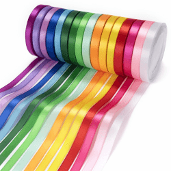 KICNIC Satinband Bunt, 16 Fraben Geschenkband 10mm Breit, Schleifenband zum Basteln, Seidenband, Satin Ribbon für Hochzeit, Maibaum, Autoschmuck, Tischdeko (22M) 10mm 16pcs Angebot bei HelloDeals