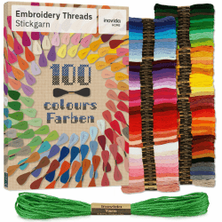 Stickgarn Set 100 Farben je 5 Meter : Nähgarn Set – Freundschaftsarmbänder selber machen – Sticken, Armband knüpfen, Basteln, Armband flechten – Kreuzstich Set, Stick Set – Embroidery Thread – Inovida Angebot bei HelloDeals
