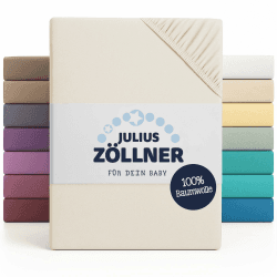Julius Zöllner Jersey Spannbettlaken für Baby- & Kinderbett, 100% Jersey-Baumwolle, OEKO-TEX Standard 100 zertifiziert, Größe: 60x120cm / 70x140cm, 2er Pack, ecru Doppelpack 60x120 cm / 70x140 cm Ecru Angebot bei HelloDeals