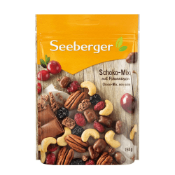 Seeberger Schoko-Mix, Einzigartige Schokoladen-Mischung mit Pekannüssen, Cashews, Cranberries und Kirschen - knackig & lecker (1 x 150 g) 150 g (1er Pack) Angebot bei HelloDeals