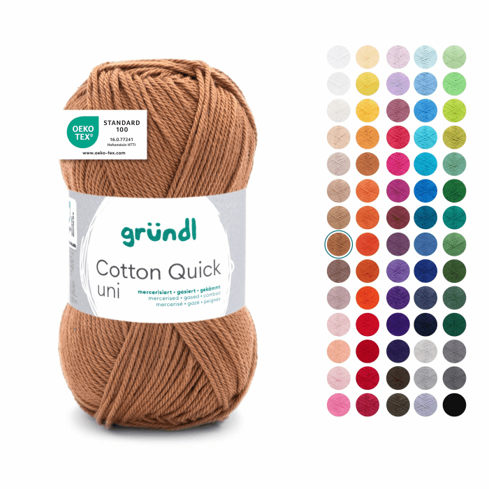 Gründl Wolle Cotton Quick uni - dünne Wolle zum Häkeln - Strickgarn - Häkelgarn - Glänzend und hautfreundlich - 100% Baumwolle - 1 Knäuel 50 g / 125 m - Nadelstärke 3-4 - Caramell Caramell 1 x 50g Angebot bei HelloDeals